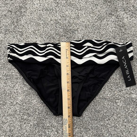 La Blanca Bikini Bottom 6 Swim Resort Coastal Chic Abstract Wave Ruched Classic - Picture 4 of 5